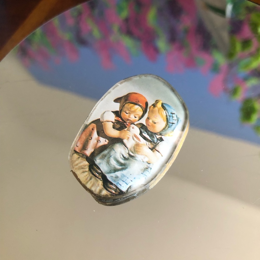 Vintage handmade Swedish girls glass brooch pin